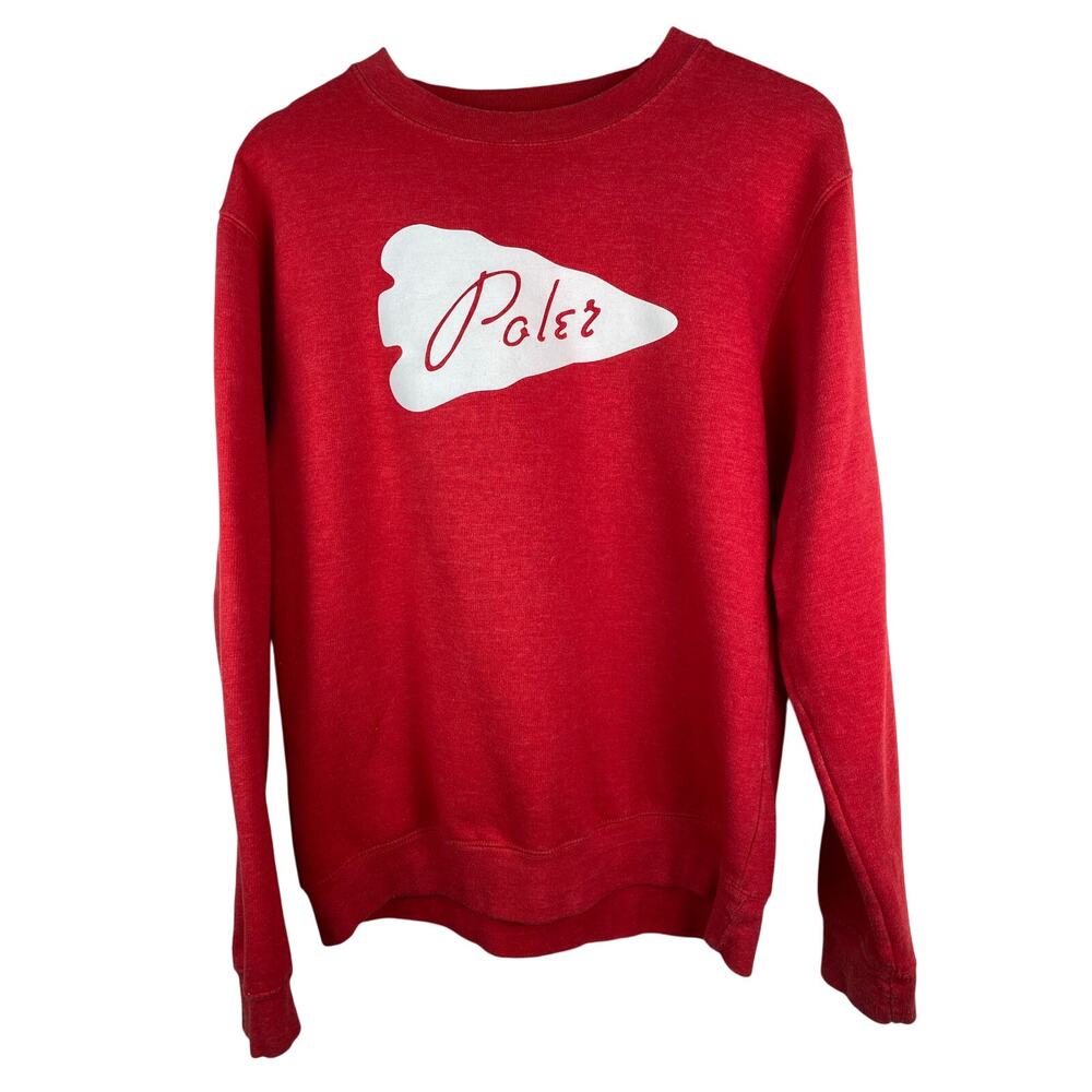 Poler‎ Size M Red White Logo Long Sleeve Pullover Sweatshirt *